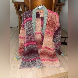 Free People Colorful Knit Open-Front Cardigan